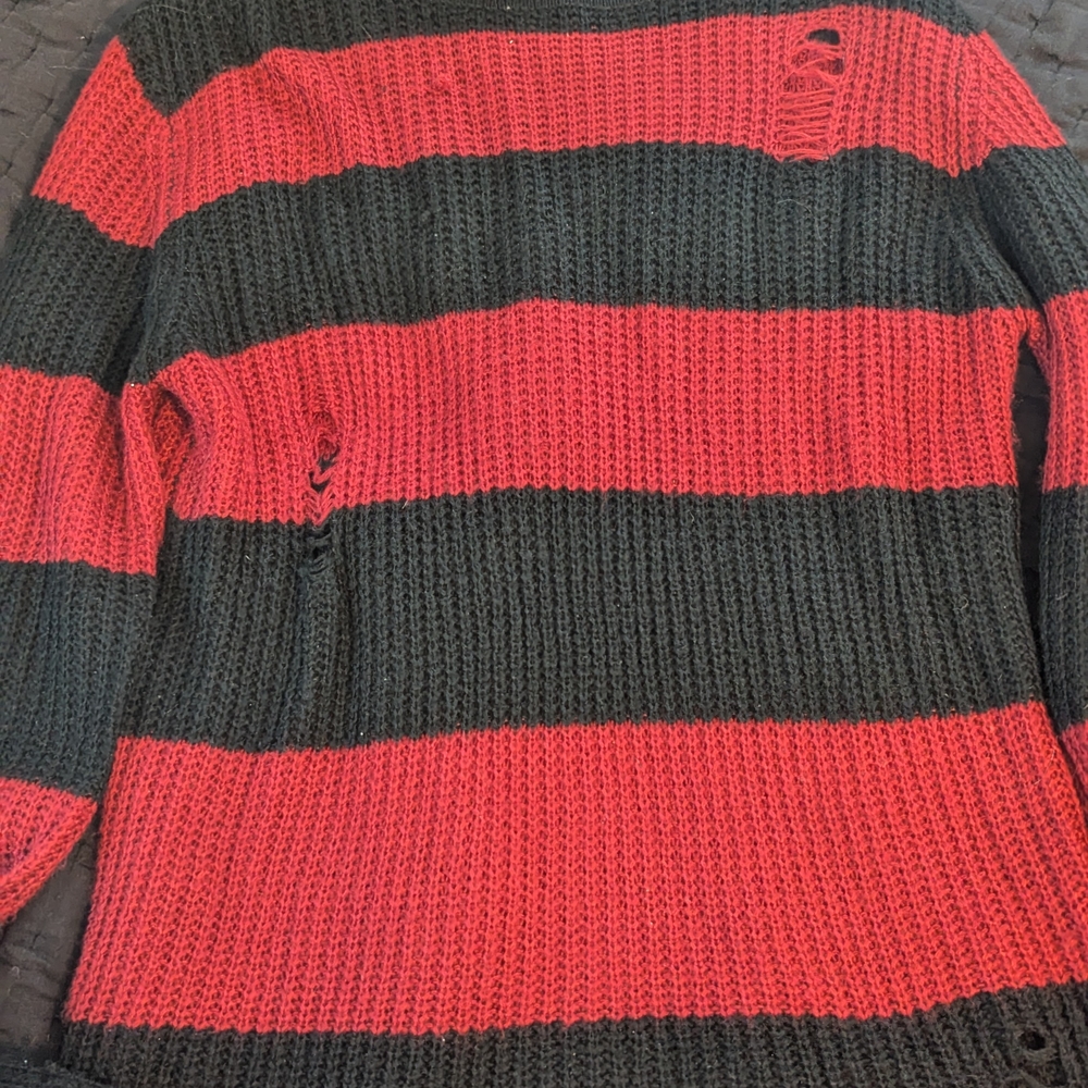 Red and Black Striped Sweater